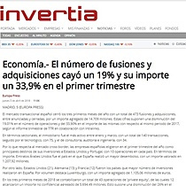 El nmero de fusiones y adquisiciones cay un 19% y su importe un 33,9% en el primer trimestre